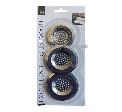 3 X Stainless Steel Sink Bath Plug Hole Strainer Basin Hair Trap Drainer Cover  • £3.29
