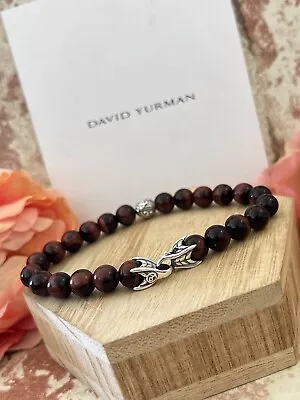 David Yurman Men's Spiritual Bead Bracelet Red Tiger's Eye With Waves Bead 9” • $185