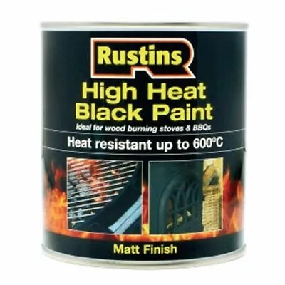 Rustins - High Heat Black Paint BBQ 600 Degrees - MATT - 250ML / 400ML / 500ML • £13.39