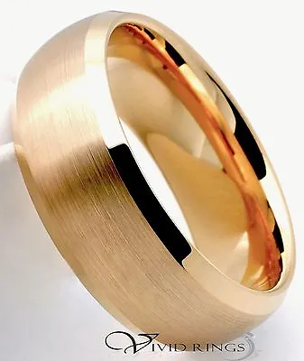 Men Tungsten Ring Gold Plated Wedding Band Beveled - 8MM • $15.49