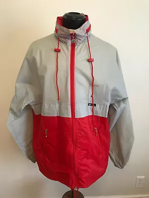 Vintage K-Way Windbreaker Red/Grey Size 2XL Full Zip Hooded GUC • $42.13