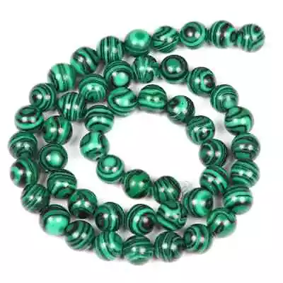 Green Malachite Synthetic Beads Plain Round 8mm Strand Of 46-48 Beads Per Strand • £5.79