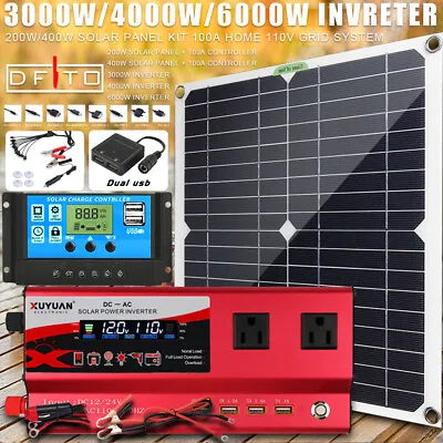 $49.58 • Buy 6000W Complete Solar Panel Kits Solar Power Generator 100A Home 110V Grid System