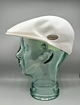 Mens Kangol Flat Cap Tropic 504 White  Size XL Hat Summer Sun Protection • £6.99