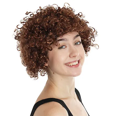 Adults Brown Afro Wig 1960's 1970's Disco Hippy Fancy Dress Clown Funky Hair • £5.99