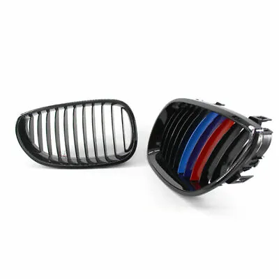 $44.99 • Buy Gloss Black M-color Front Kidney Grill Grille For 2003-10 BMW E60 E61 5 Series