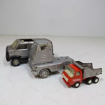 Lot Of (3) Tonka Vintage Semi-Truck Conversion Van And Metal Box Dump Truck • $7.50