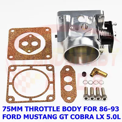 SL 75mm 2.95  Billet THROTTLE BODY For1986-1993 FORD MUSTANG GT COBRA LX 5.0L • $70.21