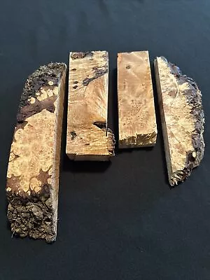 Maple Burl 4 Pcs Live Edge 6” To 10” Long 2” Wdst 7/8 To 1/4” Thick Dry • $20