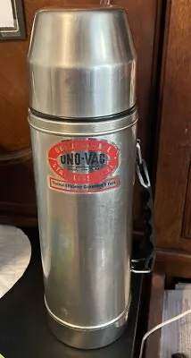 Vintage Uno Vac 1 Quart Thermos Unbreakable Stainless Steel With Handle • $12.95