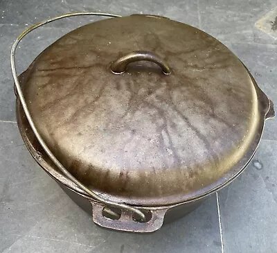 Vintage Cast Iron Dutch Oven Pot W/ Lid Pour Spout & Handle • $150