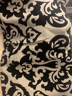 £14.99 • Buy Black Plush And Grey Linen Fleur De Lys Fabric  2.75 Metres