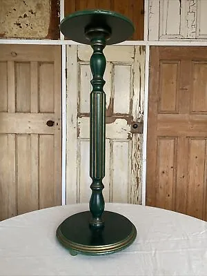 Vintage Green Painted Beech Fluted Plant Stand Jardiniere Torchere • £45