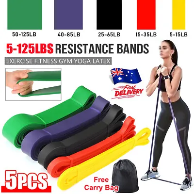 1/4/5pcs Resistance Bands Heavy Duty Pull Up Band Body Exercise Yoga Gym Fitness • $12.99