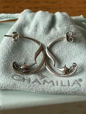 Chamilia DISNEY Aladdin Genie Lamp Hoop Earrings Boxed CHAM 925 • £35