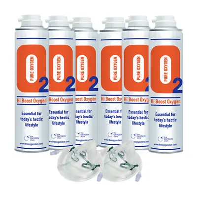 £69.99 • Buy Oxygen In A Can, 2 X Mask & Tubing, Pure Respiratory Therapy, 6 X 10L