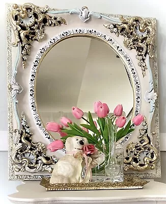GORGEOUS French Mirror! Vintage Ornate French Style HEAVY Wood Frame Glass • $385