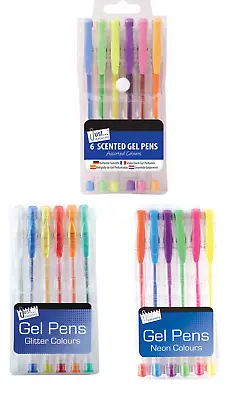 £2.75 • Buy Gel Pens 6 Pack Glitter Scented Neon Colours Back To School Crafts Drawing