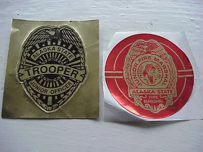 VTG 90s Alaska Sticker Lot-Junior State Trooper Officer Badge & Jr. Fire Marshal • $8.43