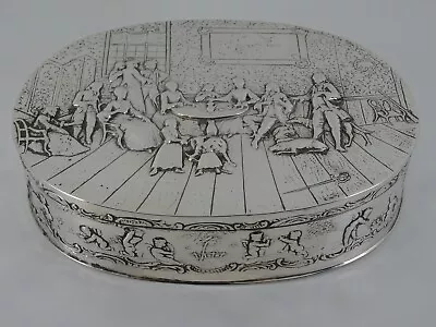 V Large Victorian Solid Sterling Silver Table Snuff Trinket Box London 1895 356g • $14.32