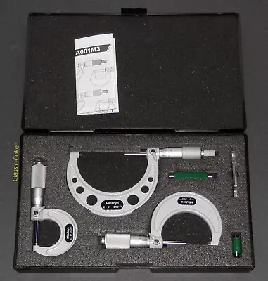 🇯🇵 Mitutoyo 103–922 Complete 0–3  Micrometer Set 0.0001  Grad ⭐⭐⭐⭐⭐ • $289.94