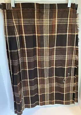 Clan Royal Scotland Wrap Skirt Brown Plaid Kilt Size 16 • $32.99