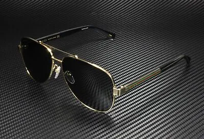 GUCCI GG0528S 006 Aviator Gold Black Crystal Grey 63 Mm Men's Sunglasses • $220.98