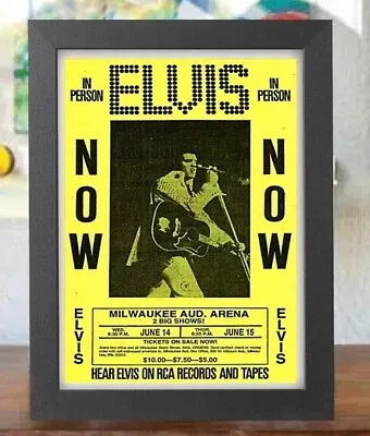 Elvis Presley Live Mini Concert Flyer Poster Milwaukee Framed 5 Inch By 7 Inch  • $12.99