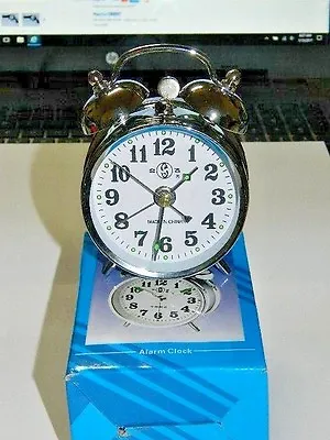 Chrome Silver Old Fashioned Alarm Clock Wind Up No Batteries Required USA Stock • $21.95