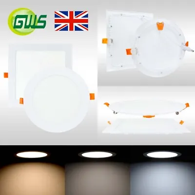 LED Recessed Flush Mounted Ceiling Slim Panel DownLight Round Square Top Quality • £6.50