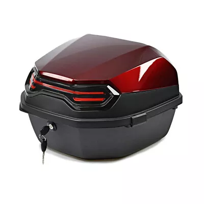 Red Moped Scooter Motorcycle Rear Trunk Tail Box Waterproof With Reflector USA • $54.31