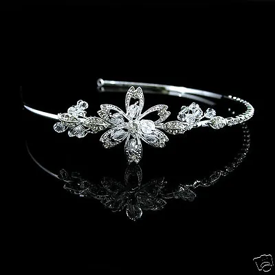 £11.39 • Buy Lovely Flower Bridal Bridesmaid Prom Crystal Beads SIDE Tiara Headband