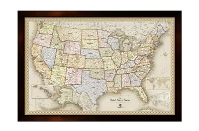 USA Map Magnetic Black Frame W37  H25  Home School Business Family FREE SHIP • $79.97