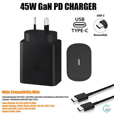 45W Fast Charger Plug USB-C Cable For Samsung S23+ Ultra Lenovo Dell HP Notebook • $19.99