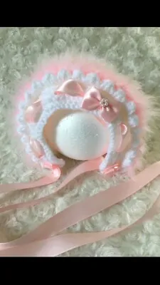 Hand Knitted Baby Girl’s Bonnet-sizes Newborn  • £10