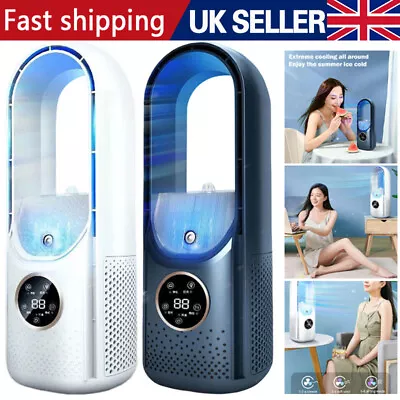 Portable Air Cooler Leafless Electric Fan 6 Speed Silent Timer Air Conditioner • £13.89