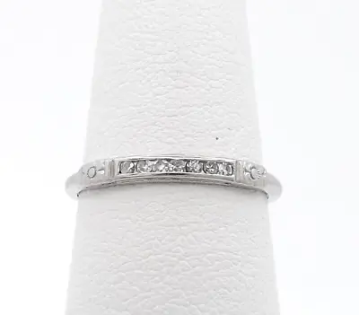 Art Deco Platinum Diamond Dogwood Flower Wedding Anniversary Band Ring • $314.10