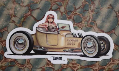 Keith WEESNER DECAL Vtg FORD T Roadster Hot Rod FlatHead V8 Auto Window Tool Box • $17.08