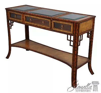 L62561EC: MAITLAND SMITH Bamboo Form Glass Top Console Table • $1595