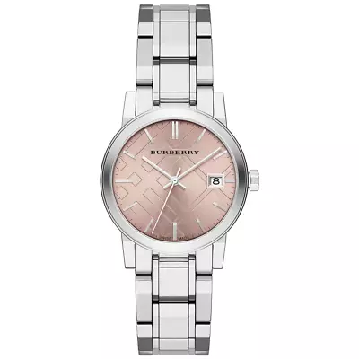 Burberry Silver & Pink Check Ladies Watch BU9124 • $195.74