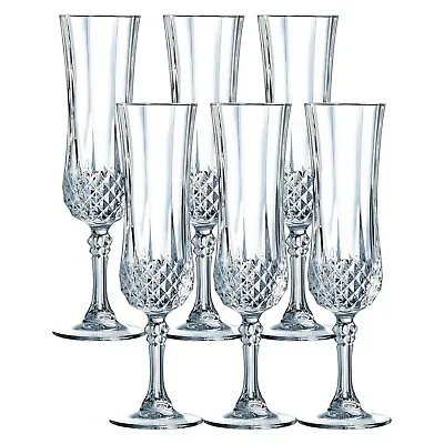 £24.99 • Buy Eclat Cristal D'Arque Longchamp Champagne Stemmed 140ml Crystal Flutes Glasses