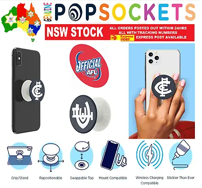 $24.50 • Buy Official AFL PopSockets Aussie Rules Carlton United Phone Stand Holder Grip 