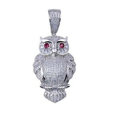 Sterling Silver OWL Hip Hop Pendant W/ Micro Pave CZ Stones • $49.99