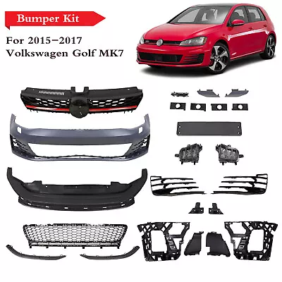 Front Bumper Cover Kit Grill GTI Style For 2015 2016 2017 Volkswagen VW Golf MK7 • $581.99