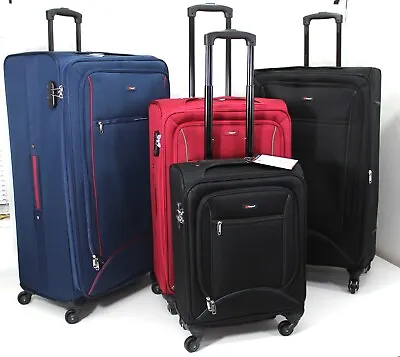 XLarge 4 Wheel Suitcase Expandable Lightweight Hand Luggage Travel Cabin Trolley • £24.99