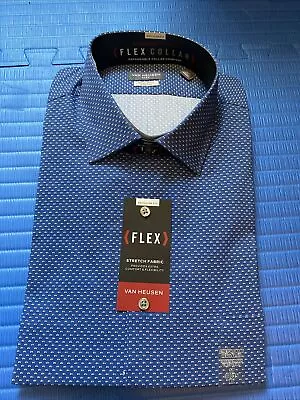 Van Heusen Men's Regular FIT Dress Shirt Flex Collar Stretch 17 34/35 Xl • $28.99