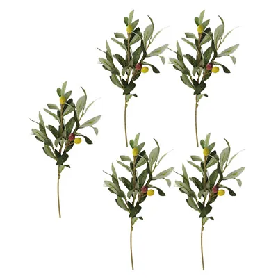  5 Pcs Artificial Olive Branch Plastic Fake Holly Plants Leaves • £11.59