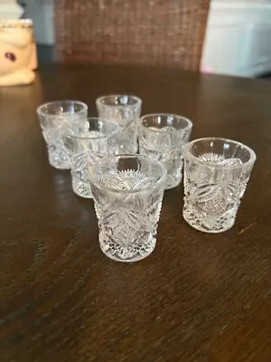 Set Of 6 Cut Crystal Shot Glasses Vodka Glassware Vintage • $12.95