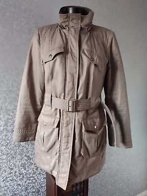 Women's MAINE NEW ENGLAND Jacket Coat Belted Khaki Jacket Size 12  Chest 42  • £10