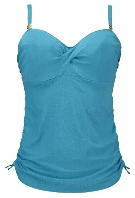 Fantasie Montreal Tankini Top 32D Ocean Blue Underwired Adjustable Sides 5433 • £17.89